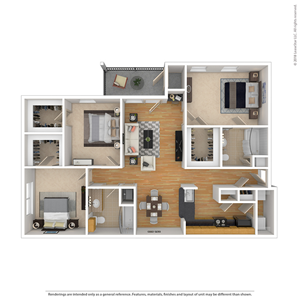 Three Bedroom / Two Bath floor plan